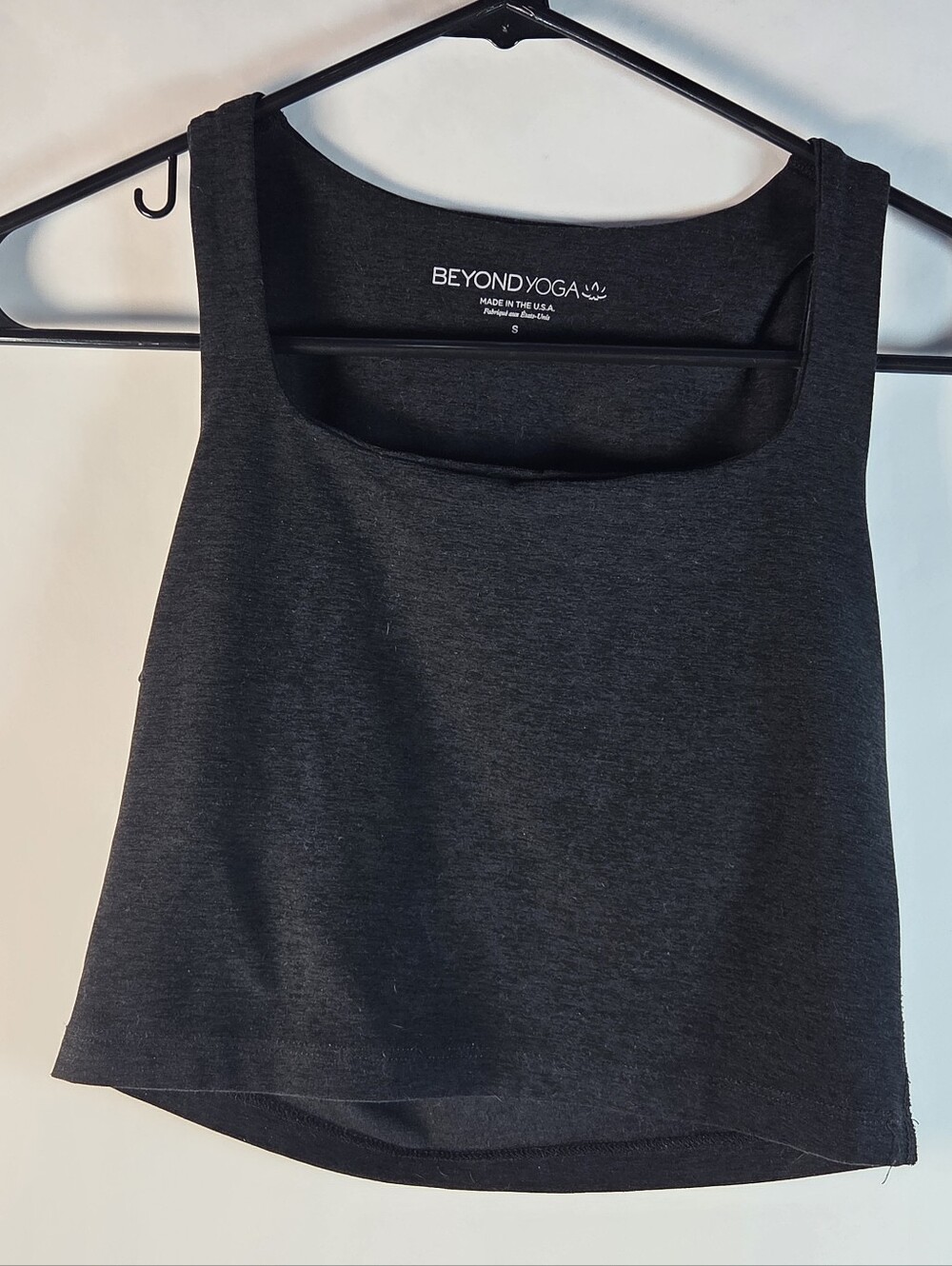 Beyond Yoga Charcoal Square Neck Cropped Tank